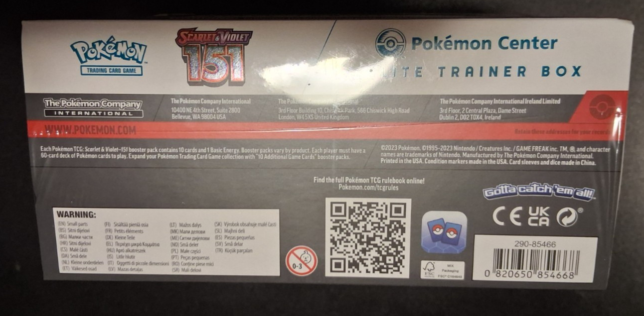 Small Tear 151 Pokemon Center ETB Elite Trainer Box Sealed Pokemon