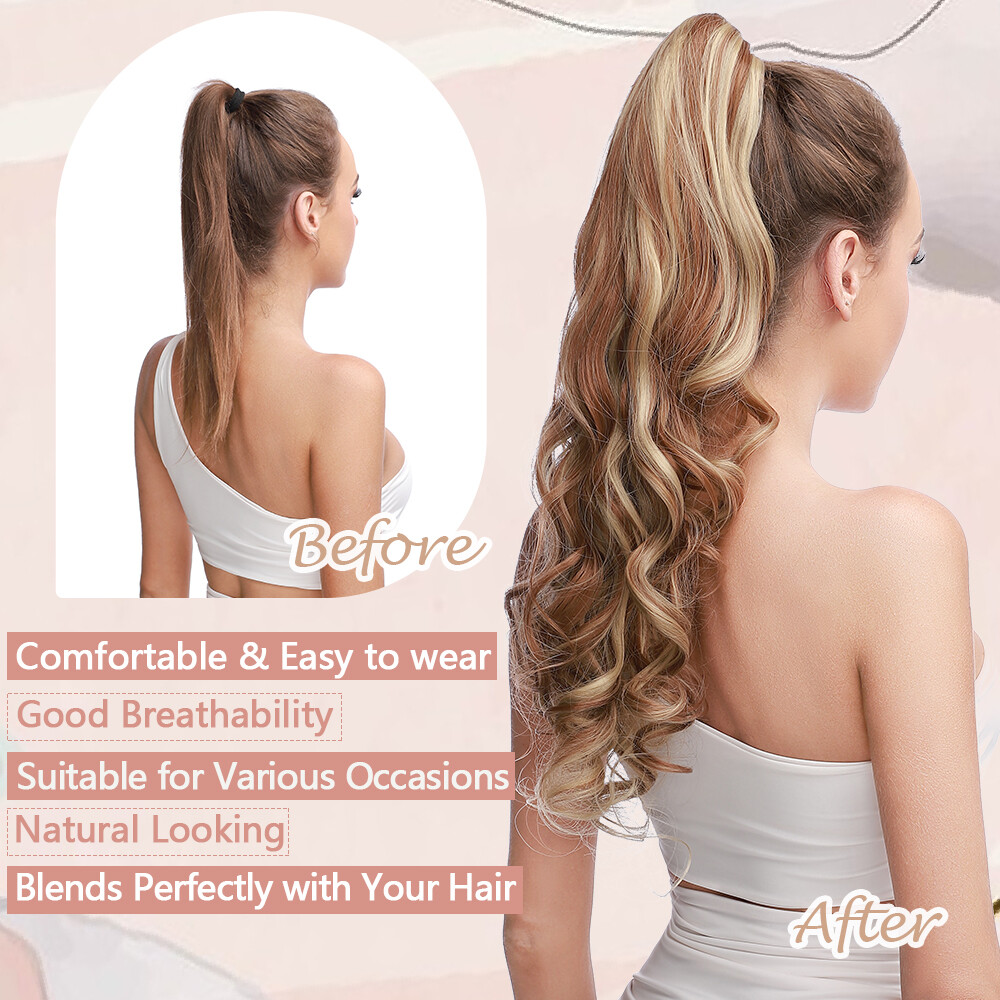 Claw Clip Wavy Ponytail Extensions As Human Pony Tail Long Hair Hairpiece Real