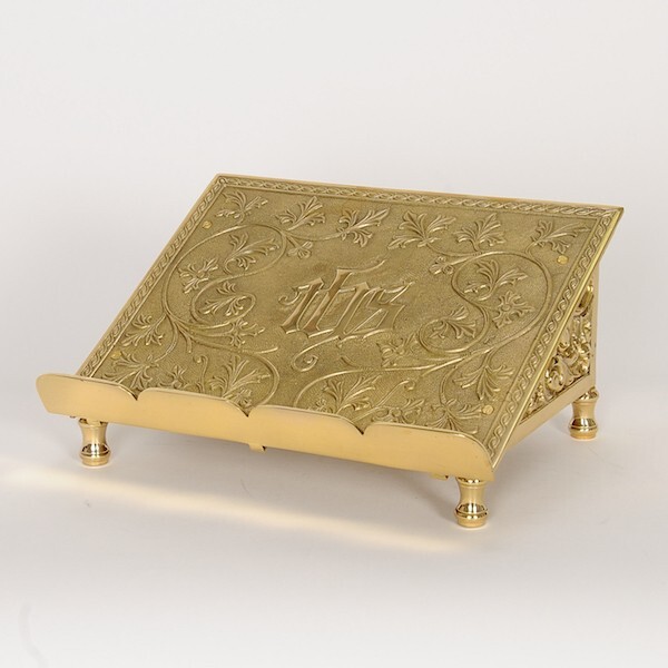 BRASS CHURCH MISSAL / BIBLE / BOOK STAND, SACRAMENTARY # 342