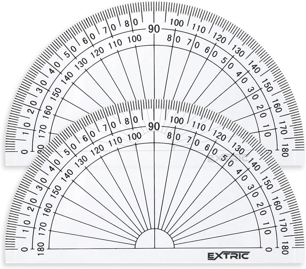 Protractor for Geometry, 4 Inch Clear Plastic Protractor for Woodworking, 2 Coun
