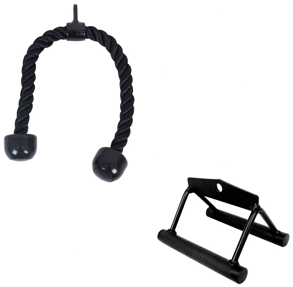 Fitvids Tricep Press Down Cable Attachment, LAT Pulldown Regular, Black