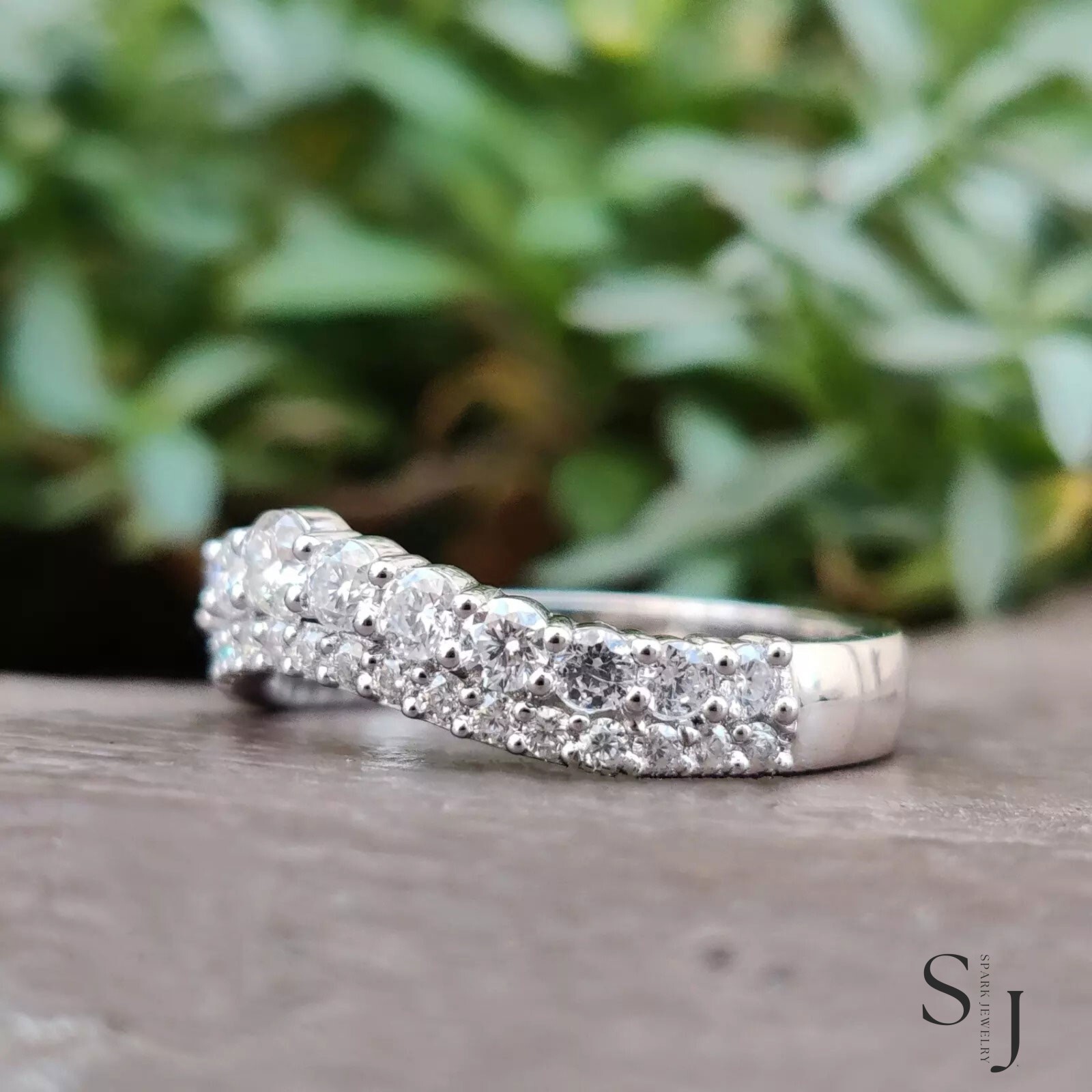 2.00 Carat VVS1 Round Cut Moissanite Eternity Wedding Band Solid 14k White Gold