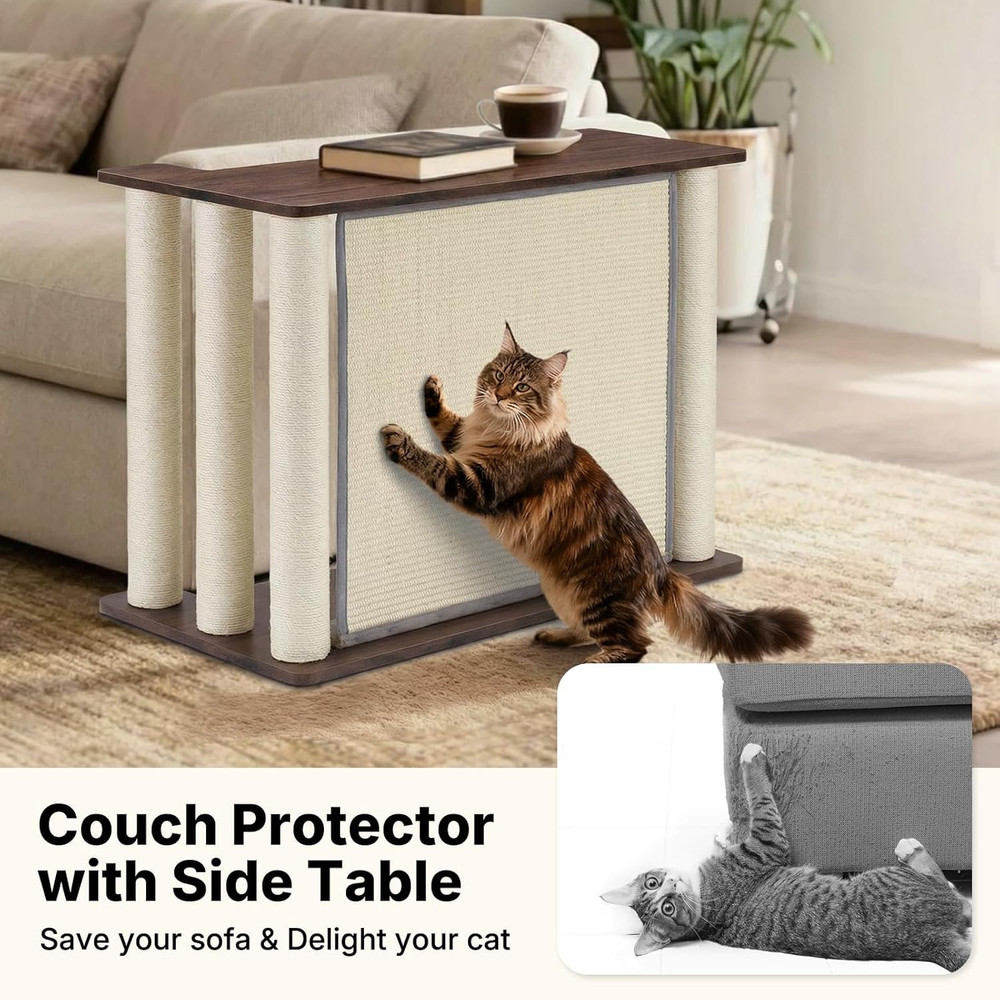 Couch Protector from Cat Claws, Couch End Table with Cat Scratch Panel and Scrat