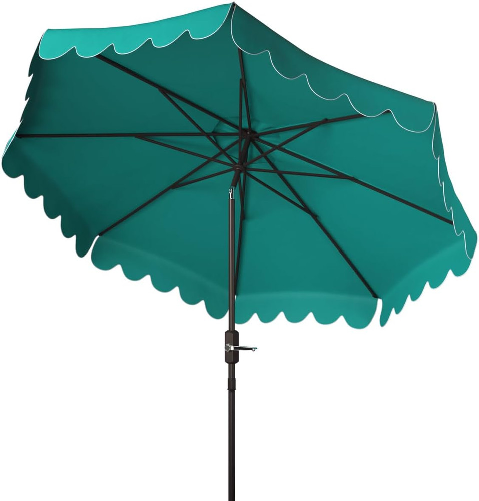 Venice Navy & White 9Ft Crank Outdoor Umbrella with Push Button Tilt