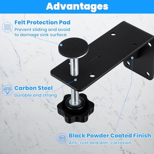 4PCS Black Undermount Sink Brackets, Adjustable Undermount Sink Support Under