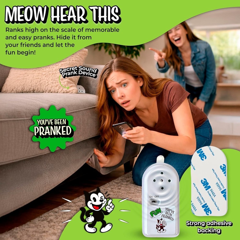 Compact Meowing Cat Prank Device - Randomized Sounds for Endless Laughter