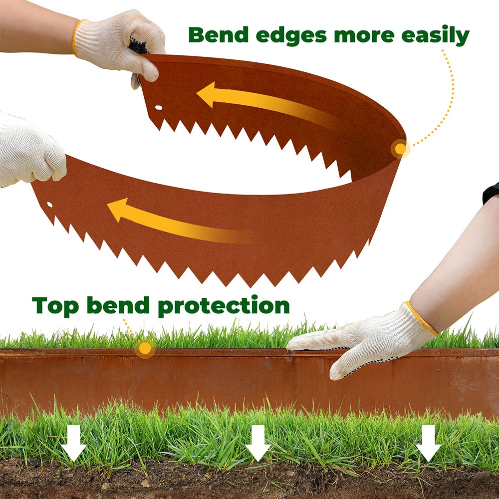 8-INCH Corten Steel Metal Landscape Edging 180 Degree Bend Rusted Garden Edging