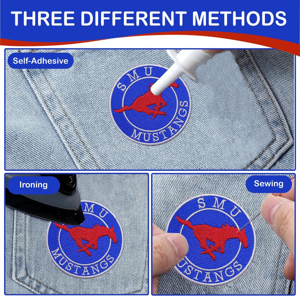 SMU Mustangs NCAA Team Logo Iron On Patch - Sew Patch - Embroidered Patch