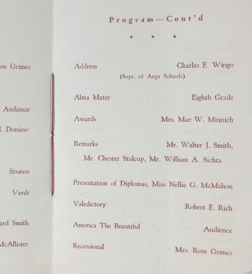 North Palos School Program 1945 Palos Illinois