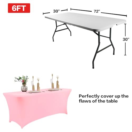 4FT Table Cloth for Rectangular Fitted Events Stretch 4 Ft - 1 Pc Light Pink
