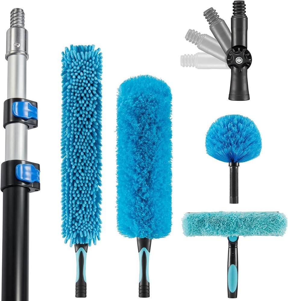 Flexible High Ceiling Cleaning Kit with Extendable Aluminum Duster for Home Use