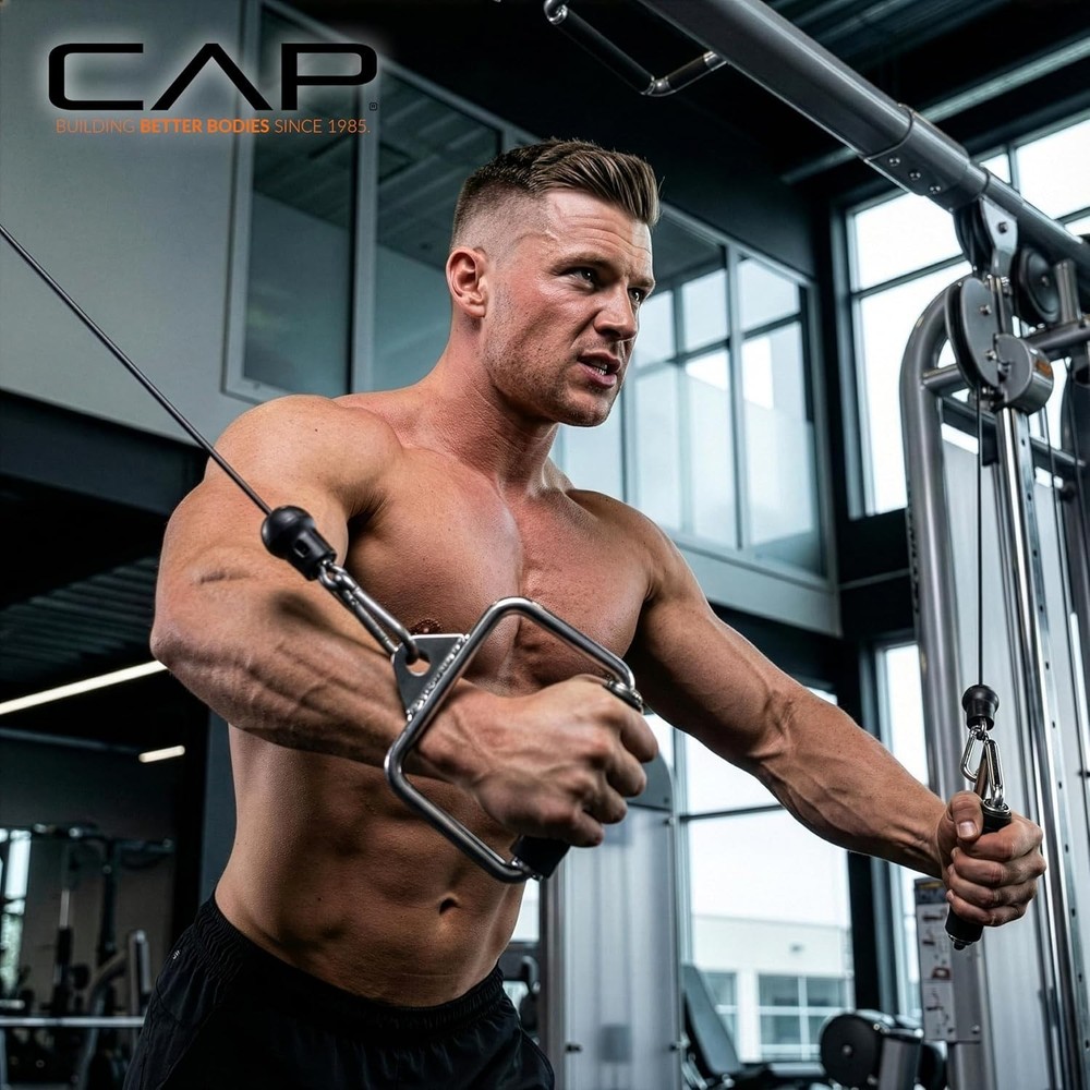 CAP Cable Machine Single D Handle – Chrome, Padded Grip for Ultimate Comfort