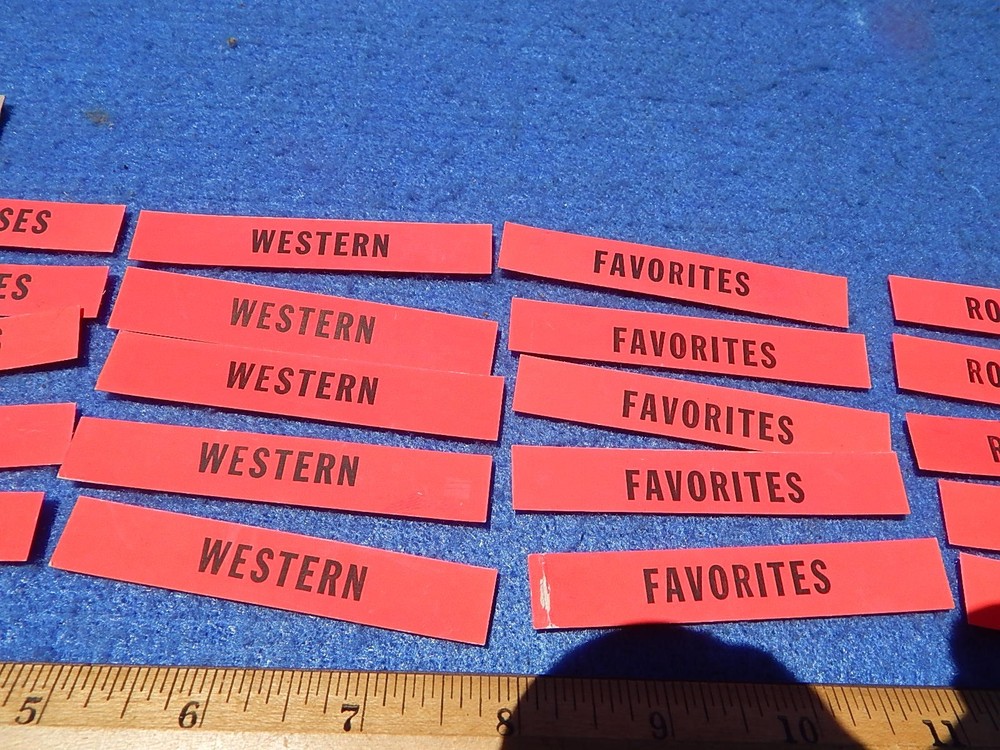 Wurlitzer wallbox 5250 Program Holder Record Classification Strips - 25 each