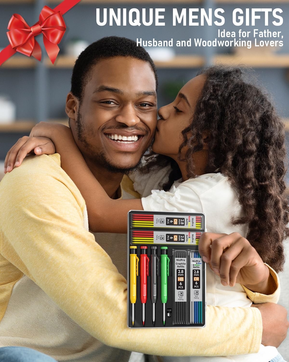 Nicpro 4 Pack Carpenter Pencil with Sharpener, Mechanical Carpenter Pencils with