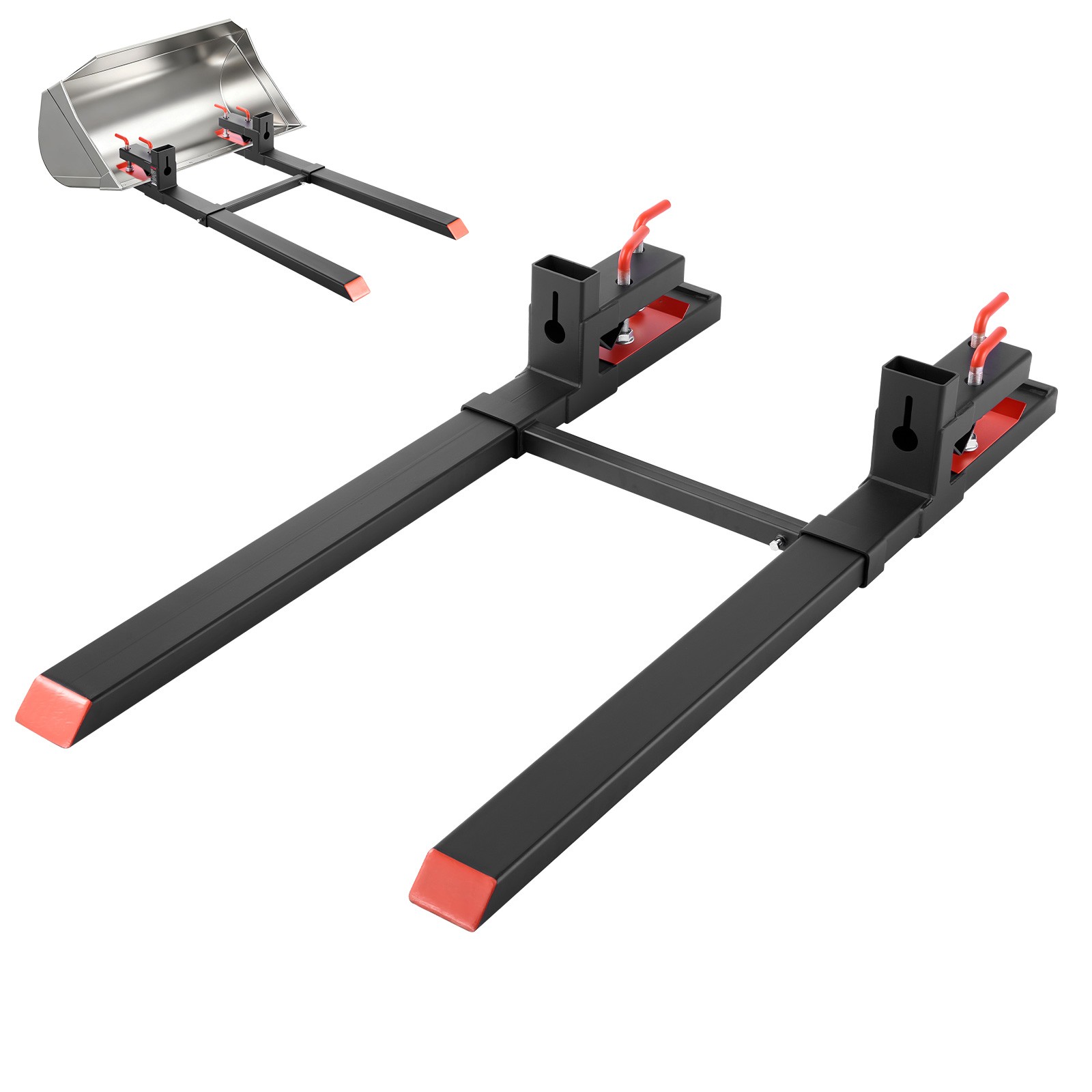 Uimoso 60"  4000 lbs Clamp On Pallet Forks, Tractor Forks with Stabilizer Bar