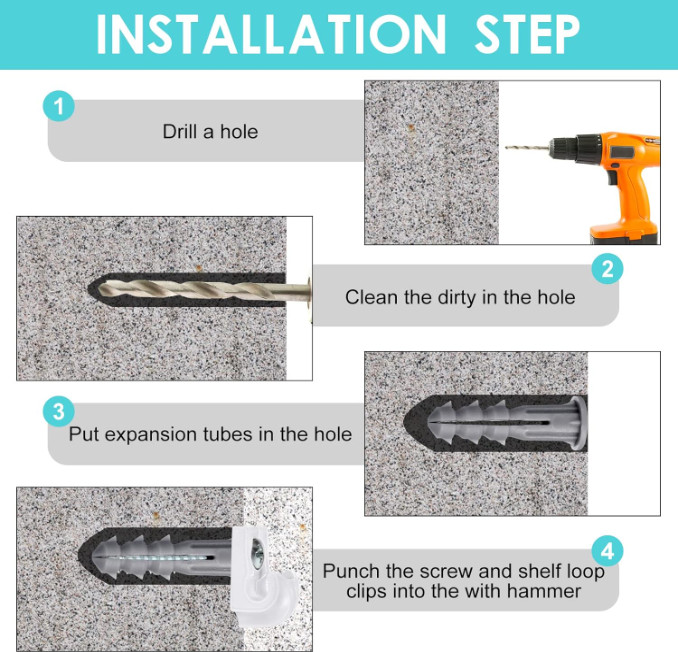 Clips Estante Alambre Blancos 20 Pzas Soportes Plástico Resistente Ajustable