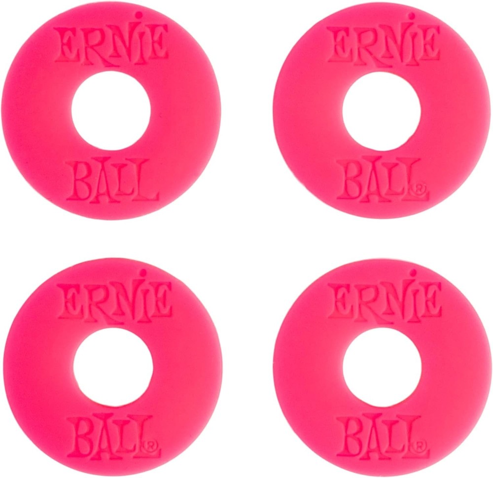 Universal Fit Guitar Strap Locks - 4-Pack Pink Silicone, Secure Connection