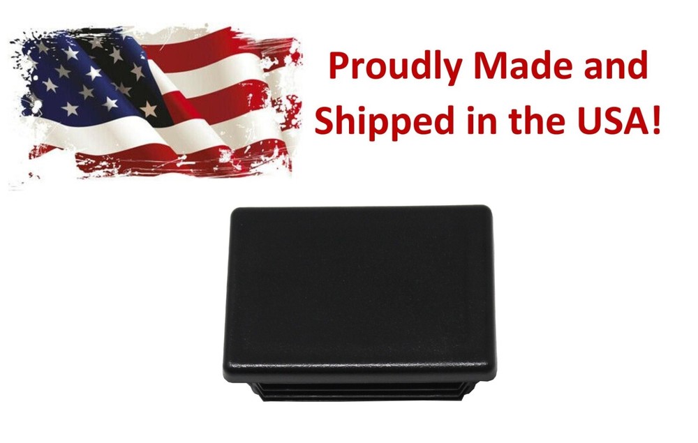 Black Plastic 2"x3 inch Rectangle Universal Tubing End Cap Plug Insert