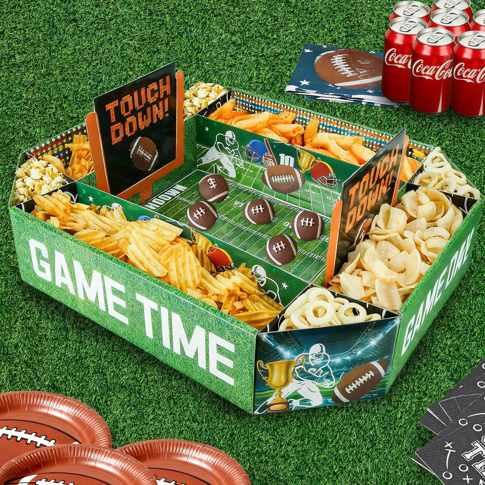 Joypitchever Football Party Decorations, Large Snack Food 7" x 1" x 1", Green