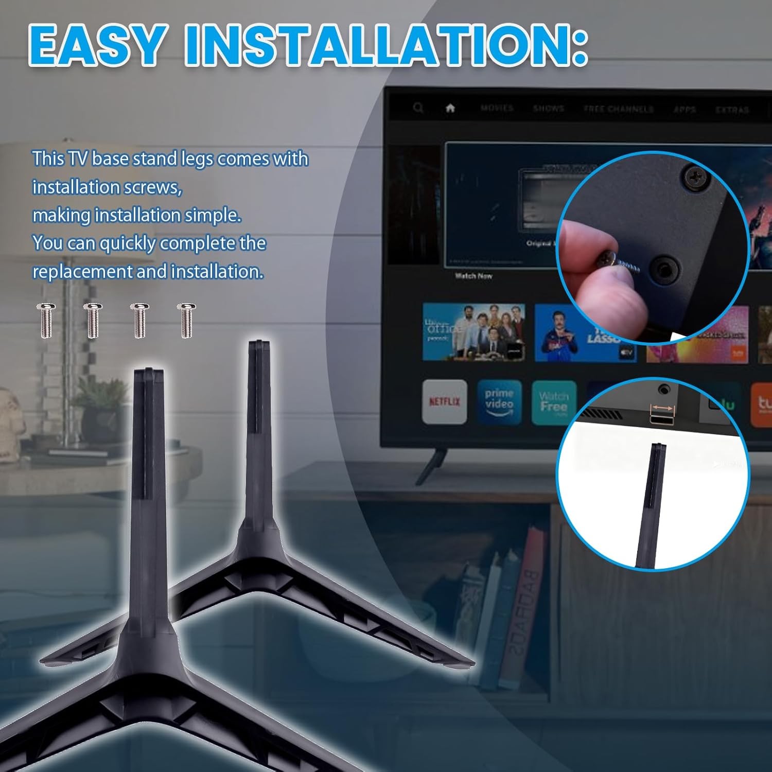 Black TV Base Stand Legs Feets w/ Screw For VIZIO TV V405-H19 D40F-G9 40" Class