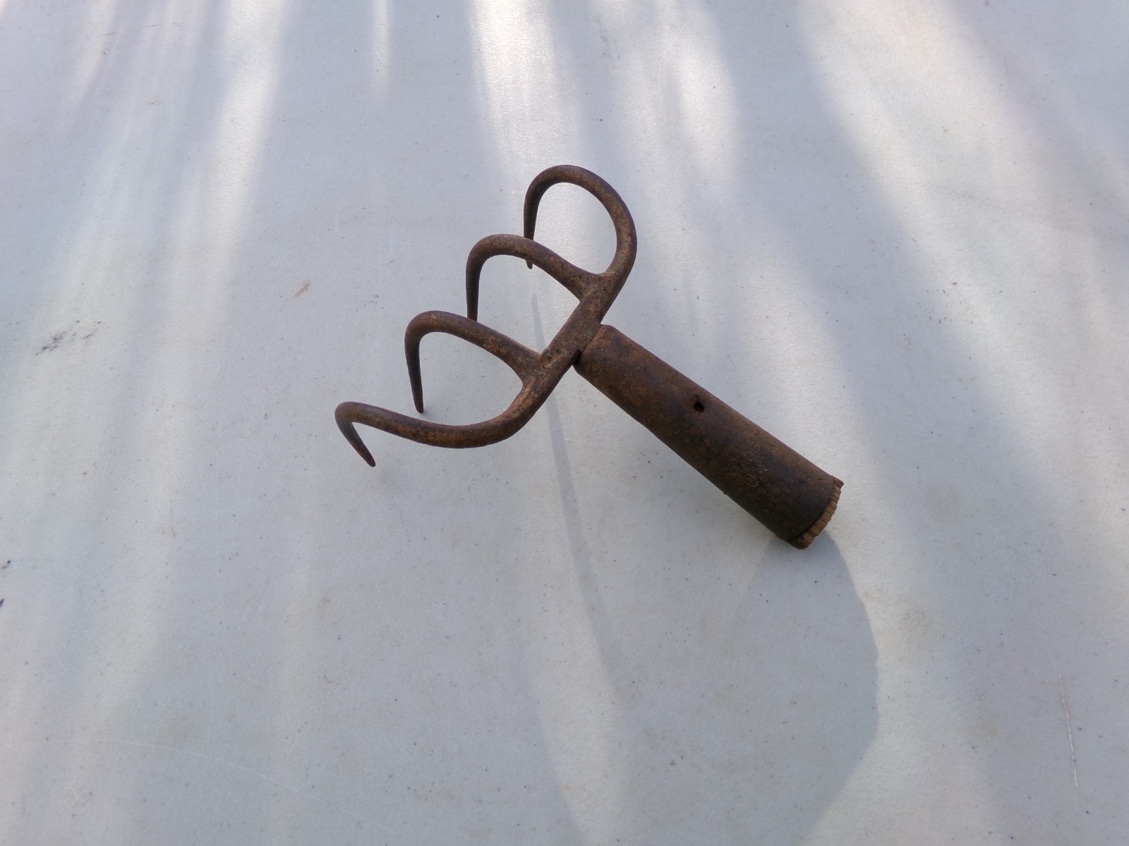 4 Tine Brown Prong Head Garden Rake Claw Vintage