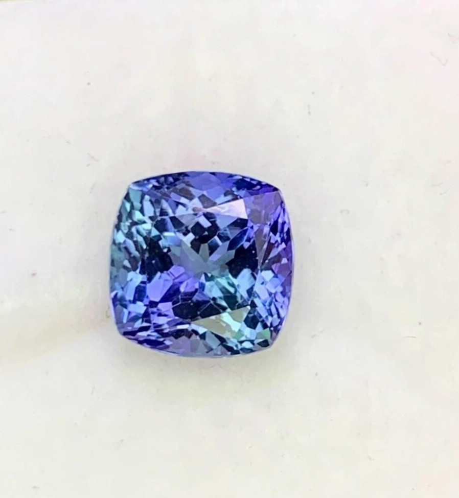 Natural Blue Tanzanite Cushion 9-10 Ct Extremely Rare Certified Loose Gemstone