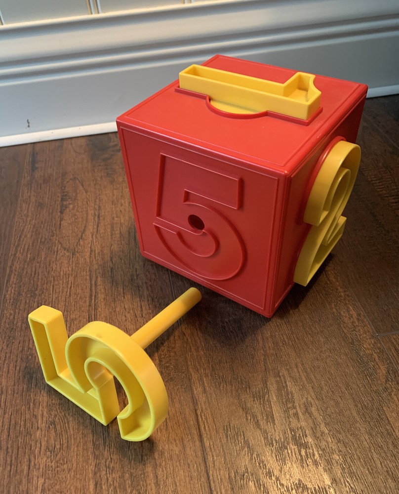 Number Cube Early Learning Puzzle Educational Home School Red Yellow Plastic