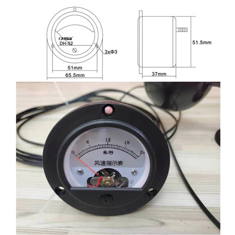 Wind Speed Sensor 3 Cup Anemometer Automatic Display With Self Powered Meter