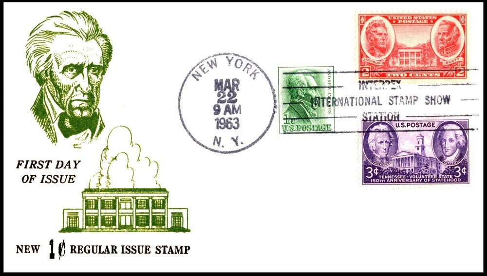 1209 1 Cent Regular Issue FDC, Centennial cachet, Combo, Open Flap, Unaddressed