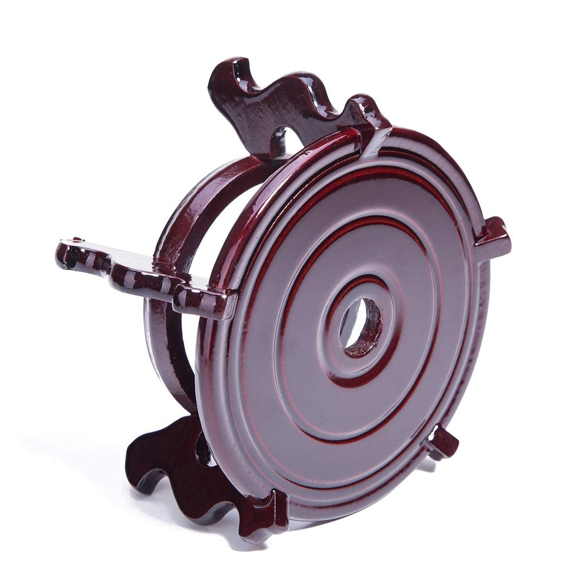 Asian Home Beautiful Hand Craft Rosewood Oriental Fishbowl Vase Stand Round 12"