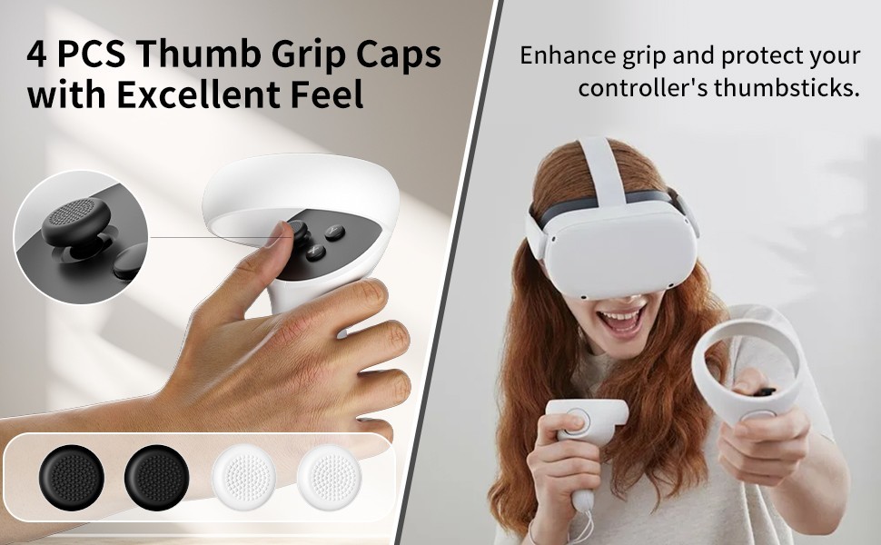Head Strap for 0culus Quest 2 Headset and 4 Controller Thumb Grip Covers