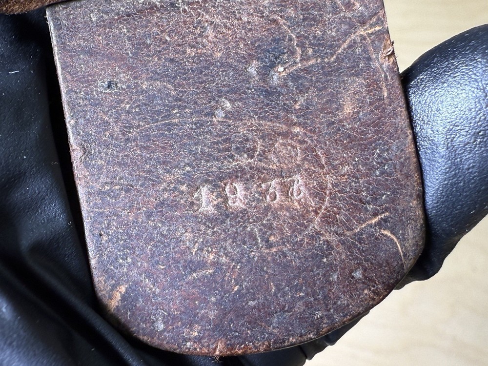 Original WW2 German Leather Strap Section with Aluminum Fitting – Dated 1938