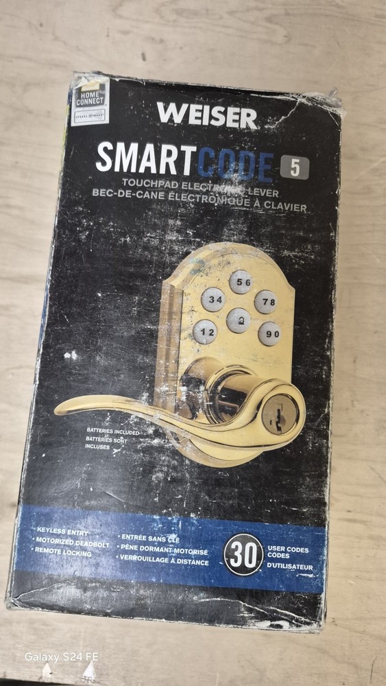 Weiser Smart Code 5 Touchpad Electronic Lever Polished Brass - Open Box