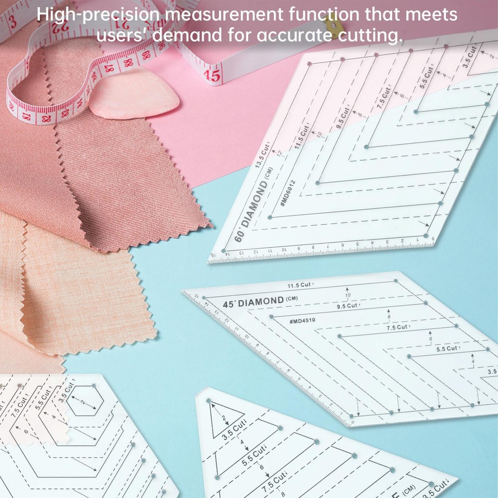 4Pcs Quilting Ruler, Transparent Patchwork Sewing Cutting Craft Ruler DIY Tools