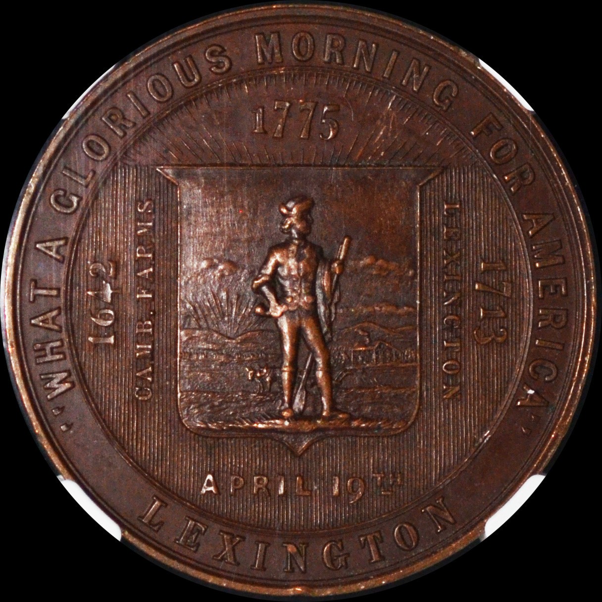 NGC MS62 1875 Battle of Lexington Centennial Medal HK-17