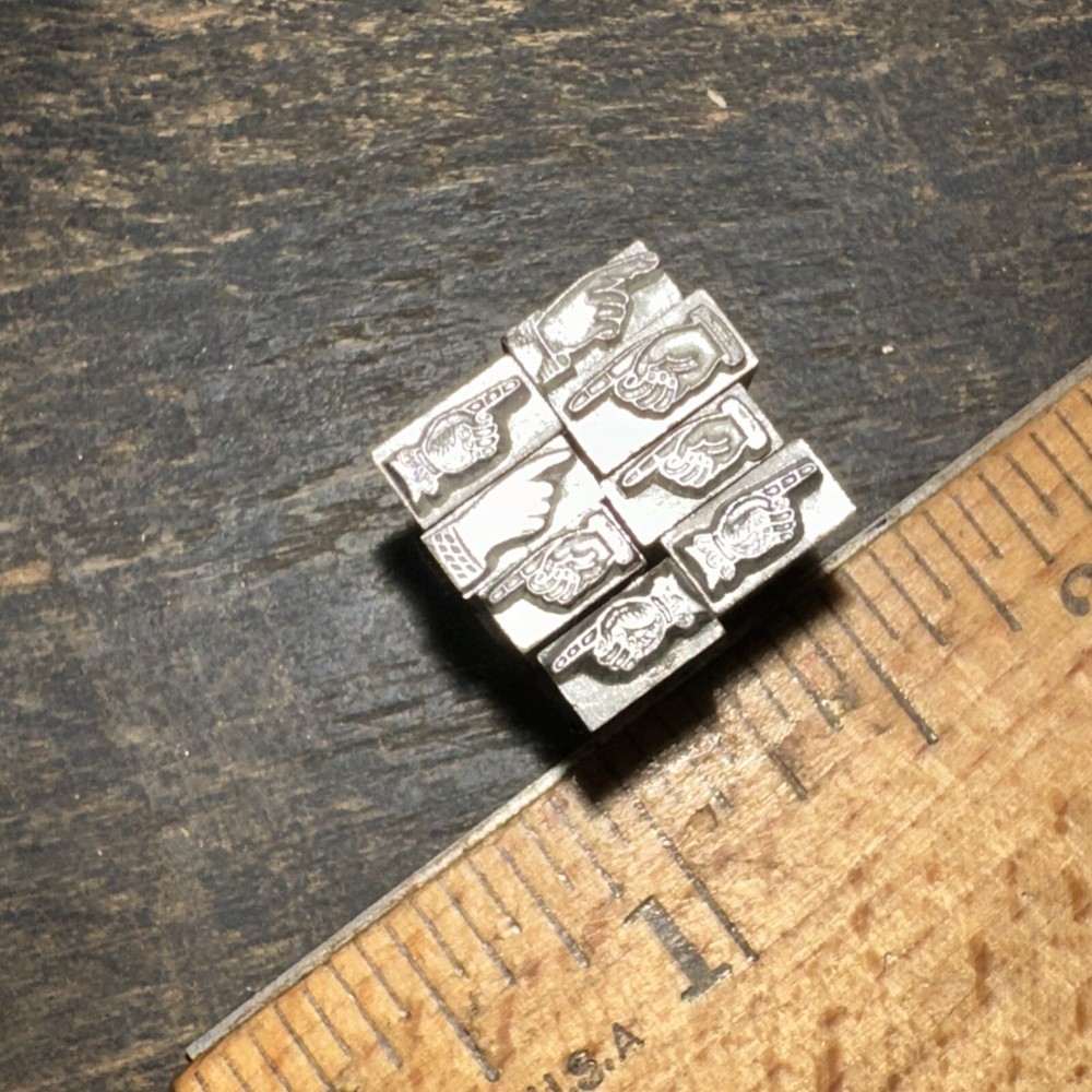 Print Blocks “ 8 Fingers Pointing “ Small Dingbats!