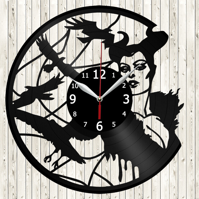 Maleficent Vinyl Record Wall Clock Decor Handmade 5593