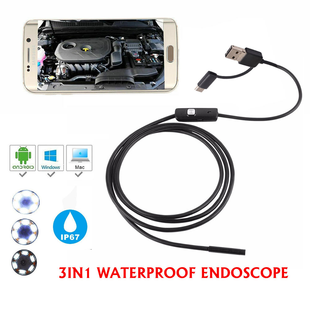 1080P Semi-Rigid USB Type-C Endoscope Inspection Camera for Android & Windows US