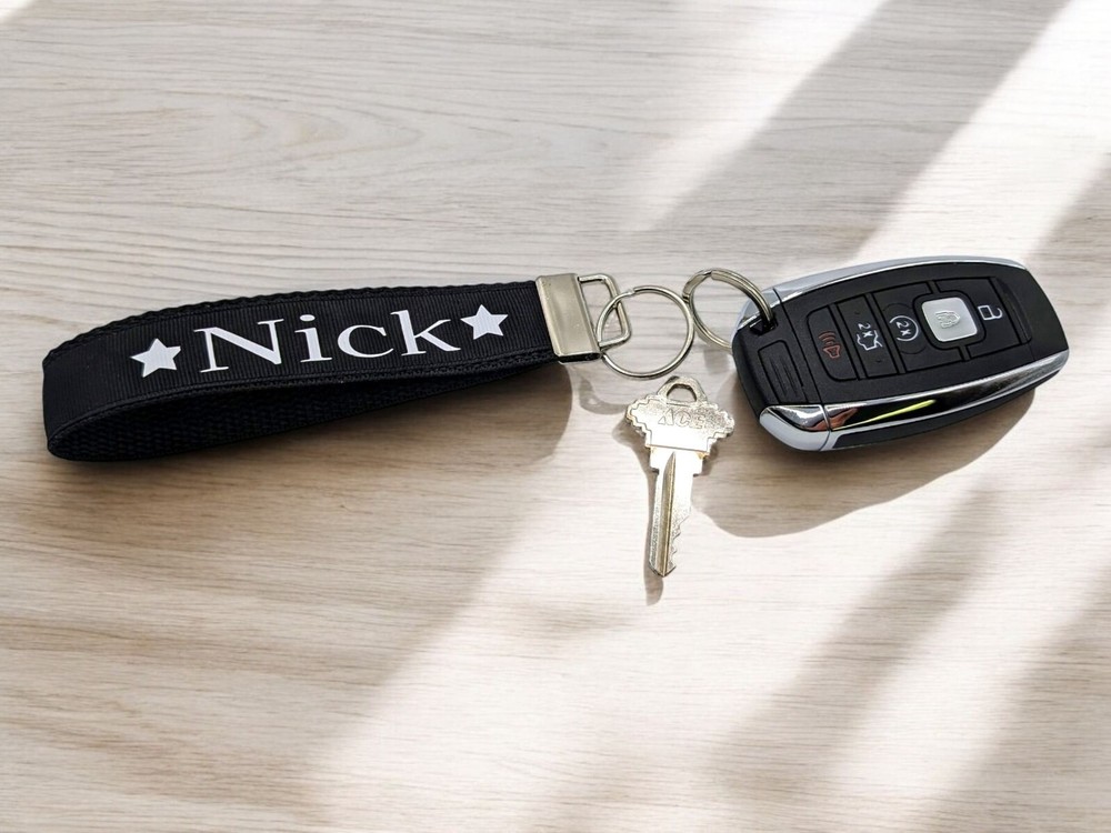 Personalized Solid Color Keychain Wristlet Keychains Key Fob Zipper Backpack