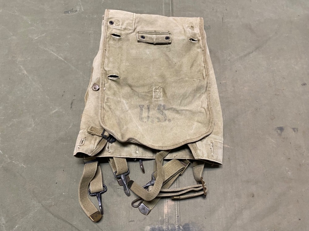 ORIGINAL WWII US ARMY M1928 COMBAT FIELD HAVERSACK BACKPACK-OD#3