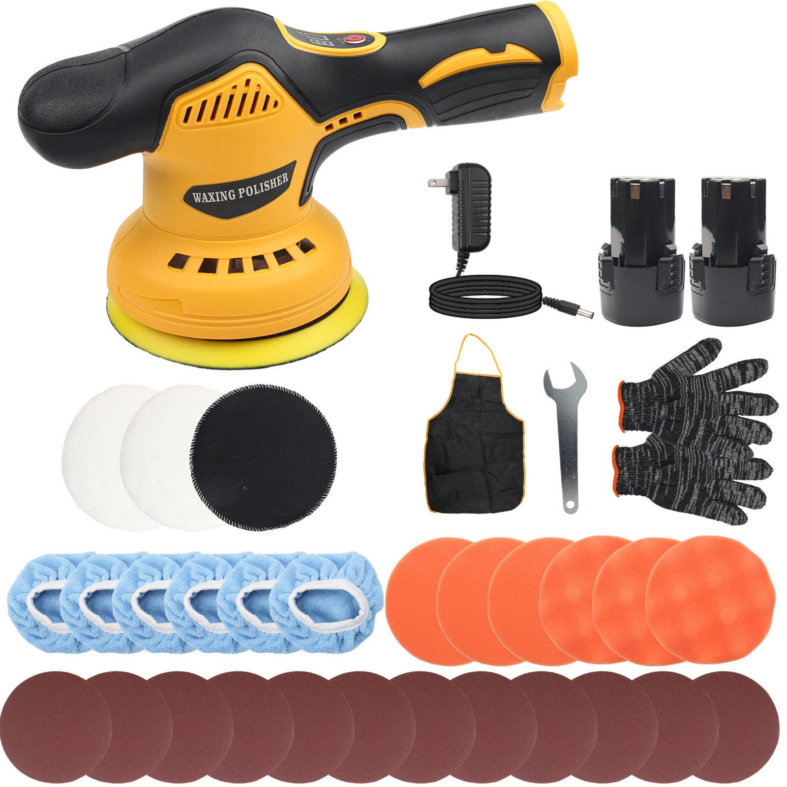 Dual Action Car Polisher Buffer Machine Cordless 5" Sander Polishing Kit Battery