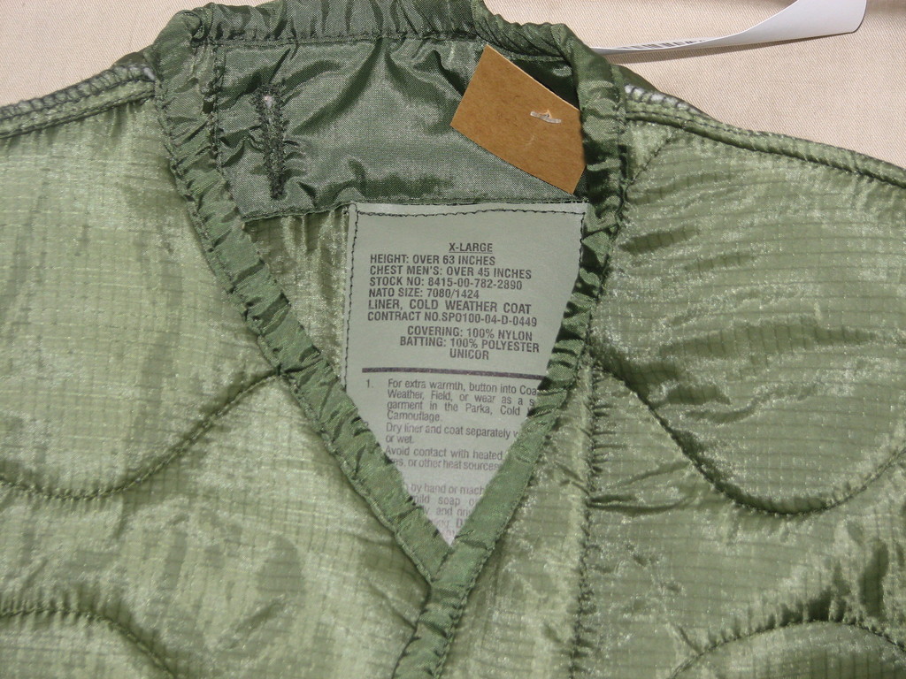 M65 coat liner jacket cold weather size XLarge military