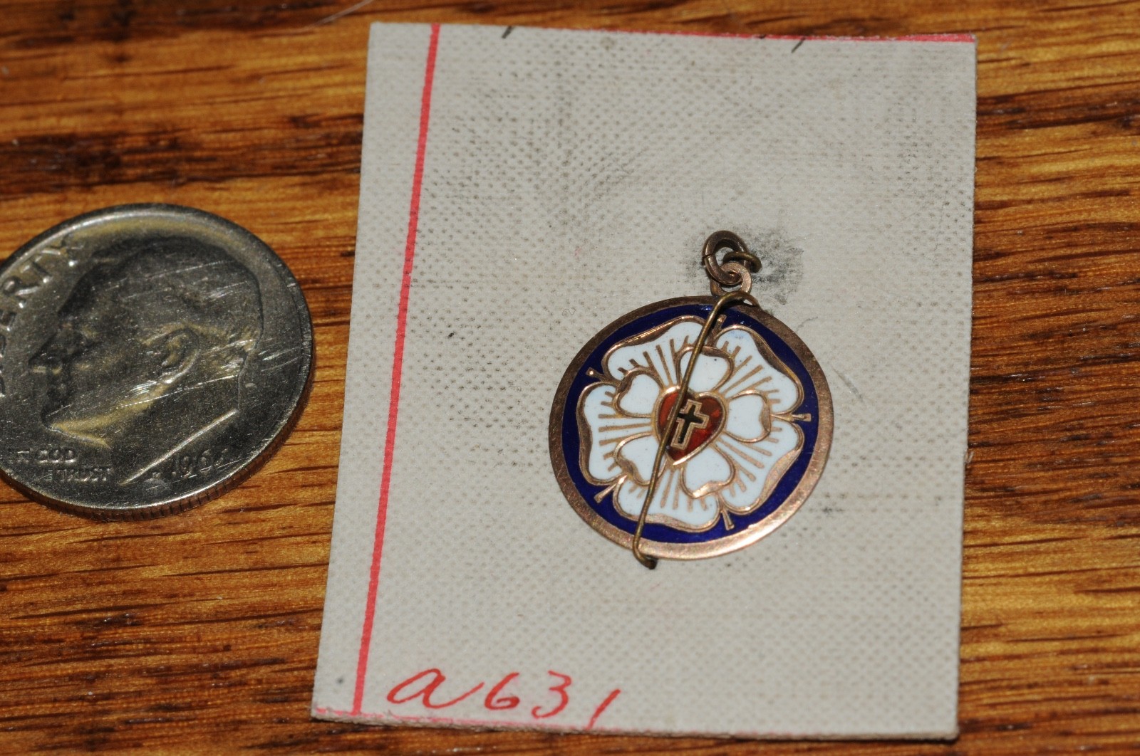 Heart & Cross Fraternal Organization Pendant Gold Filled 1902 Historical**NOS