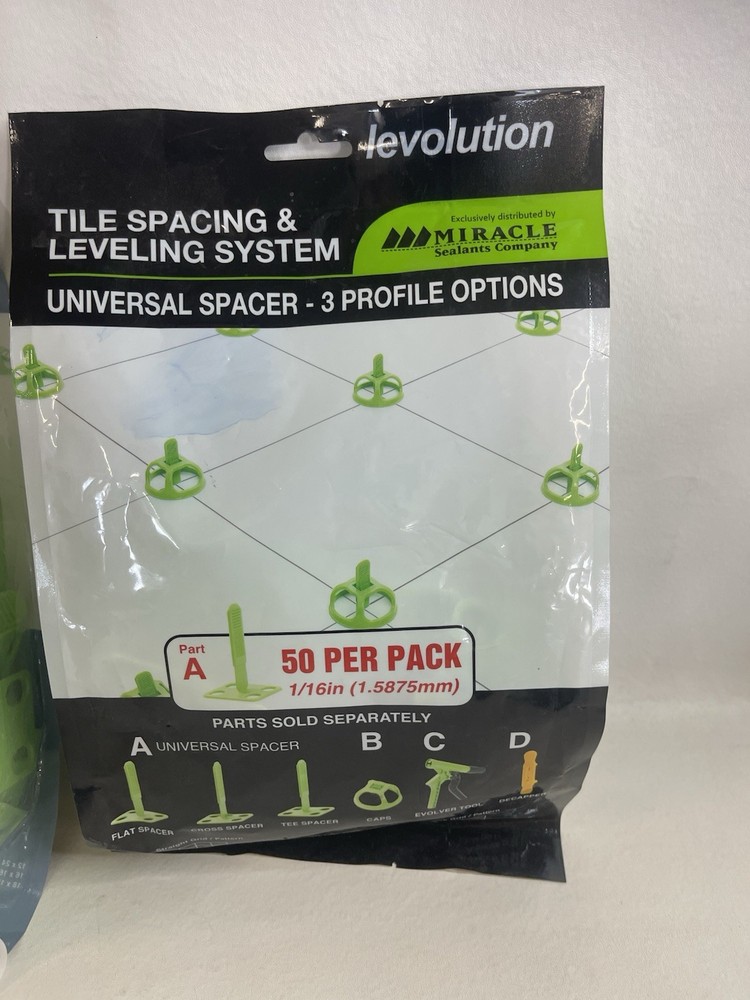 Levolution Universal Tile Spacing Leveling System Flat Part A 1/16 in 2x50 Pack