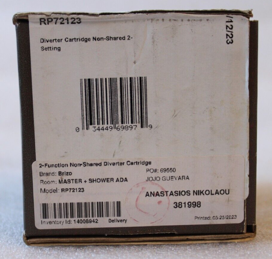 Brizo RP72123 - Diverter Cartridge, Non-Shared, 2-Setting