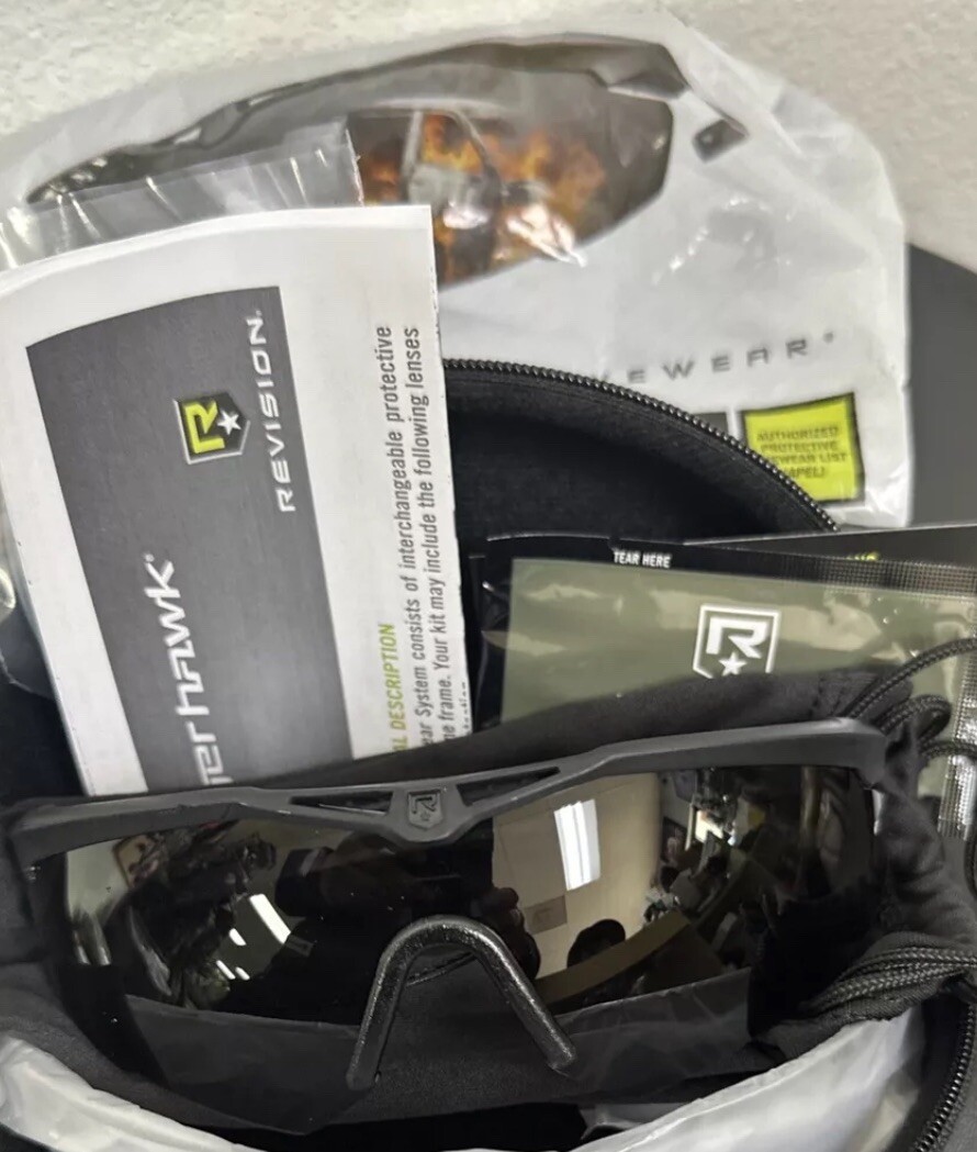 US Military Issue Revision Stingerhawk Black APEL Ballistic Eyewear Glasses