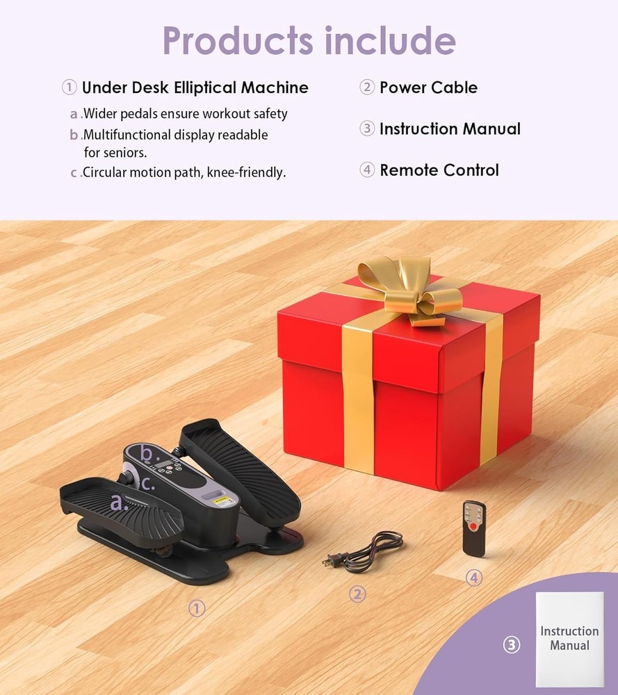 Quiet Mini Elliptical Leg Exerciser - Remote-Controlled for Comfortable Workouts