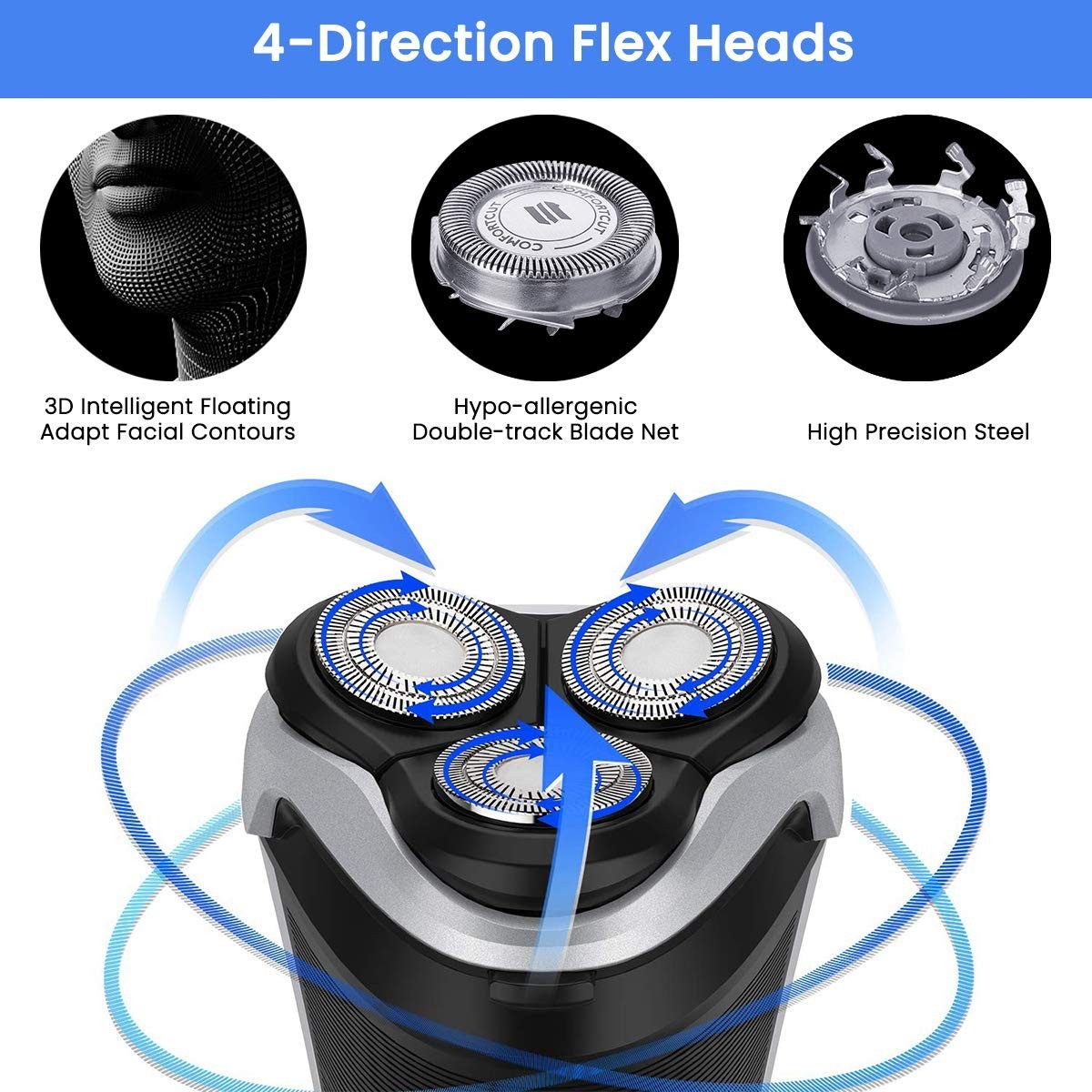 Philips Norelco SH30 Heads Replacement Shaving Heads Style Silver SH30/52 Heads