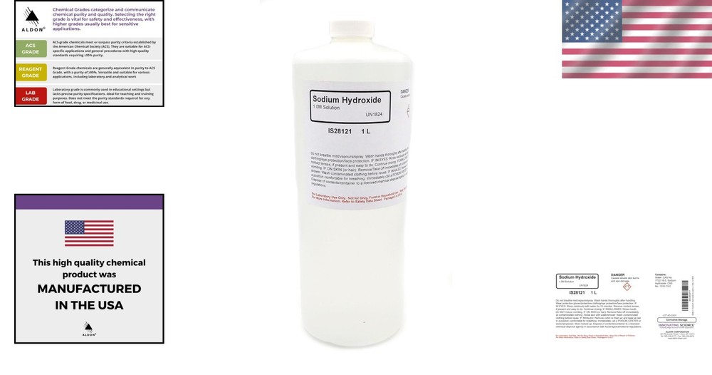 1L 1.0M Sodium Hydroxide Solution, Laboratory Grade, Industrial & Educational...