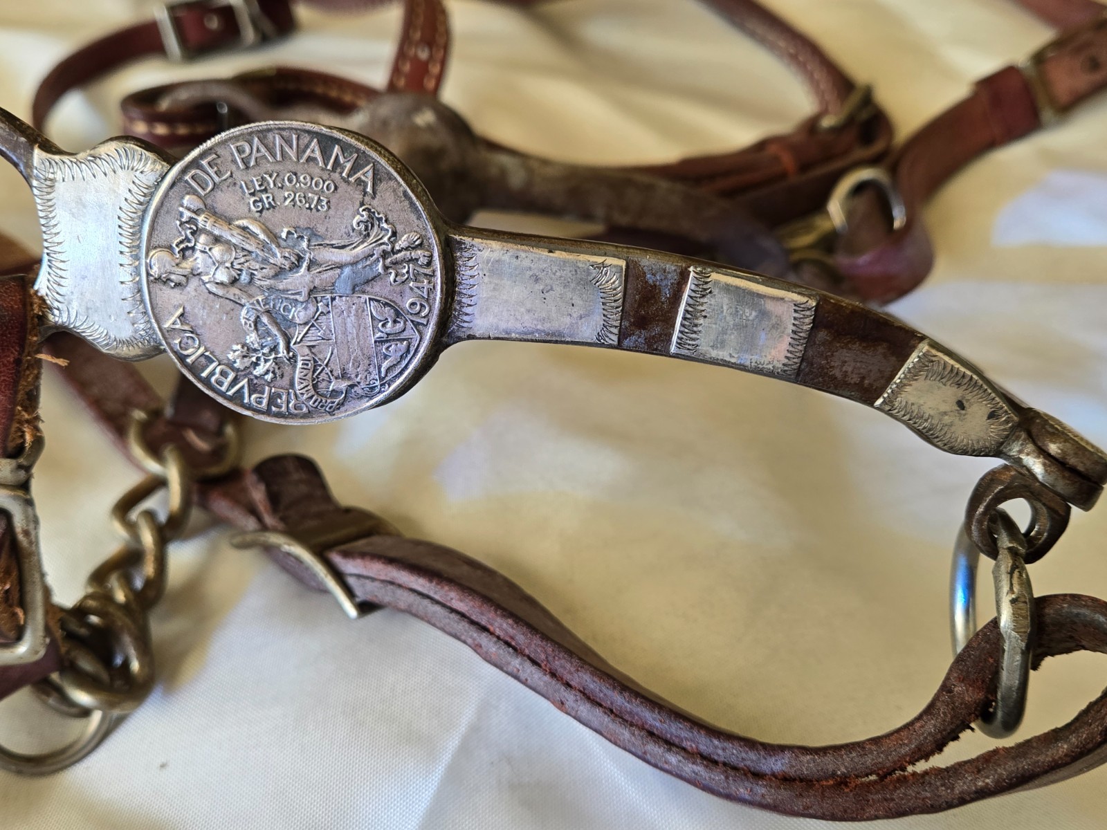 RARE Antique Handmade Working Horse Bit SILVER INLAYS/SILVER COINS